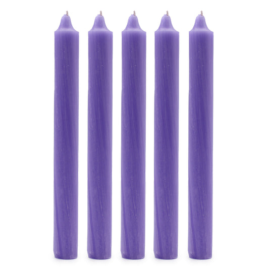 Lot de 10 bougies en vrac de couleur unie - Lilas rustique - Paquet de 10