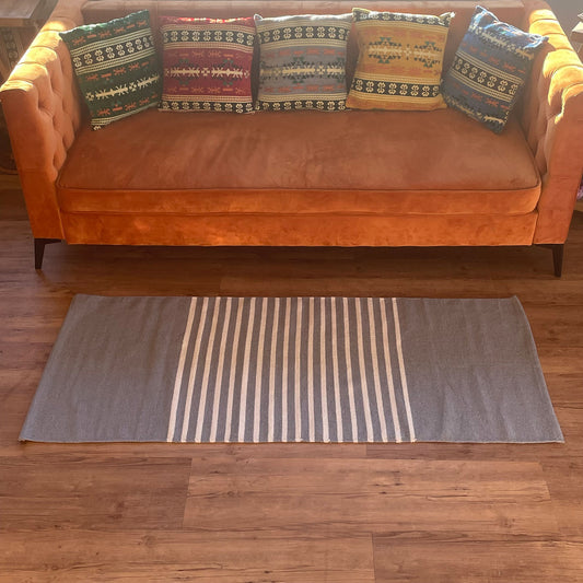 Tapis indien en coton - 70x170cm - Gris