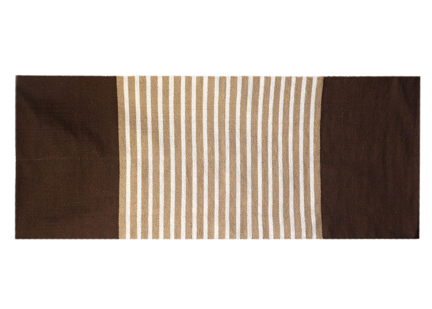 Tapis indien en coton - 70x170cm - Marron foncé / Beige
