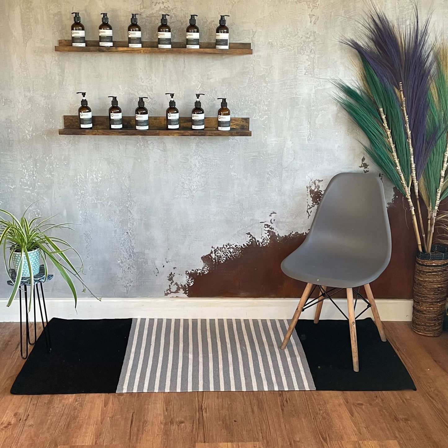 Tapis indien en coton - 70x170cm - Noir/Gris