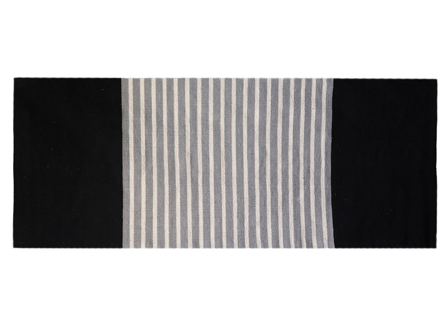 Tapis indien en coton - 70x170cm - Noir/Gris