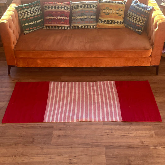 Tapis indien en coton - 70x170cm - Rouge/Rose