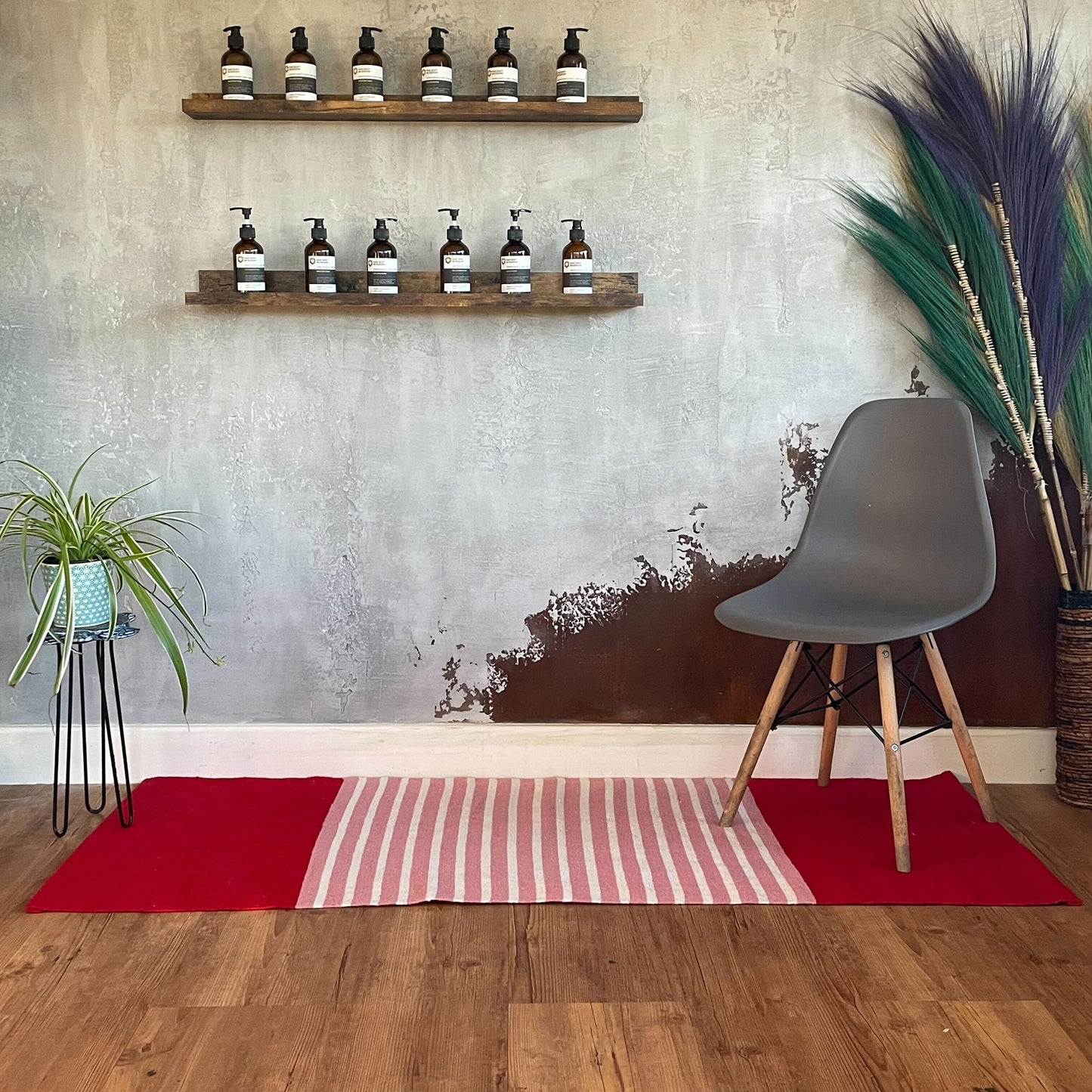 Tapis indien en coton - 70x170cm - Rouge/Rose