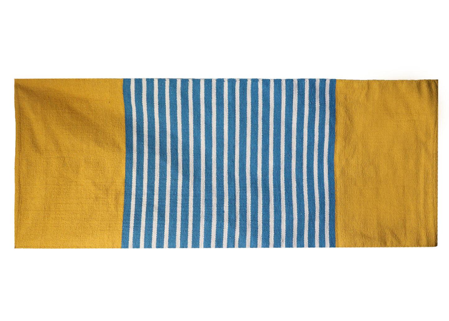 Tapis indien en coton - 70x170cm - Jaune/Bleu