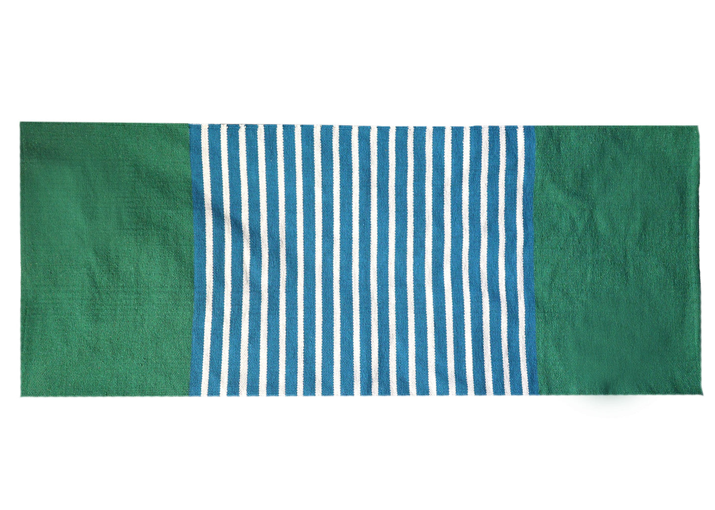 Tapis indien en coton - 70x170cm - Bleu/Vert
