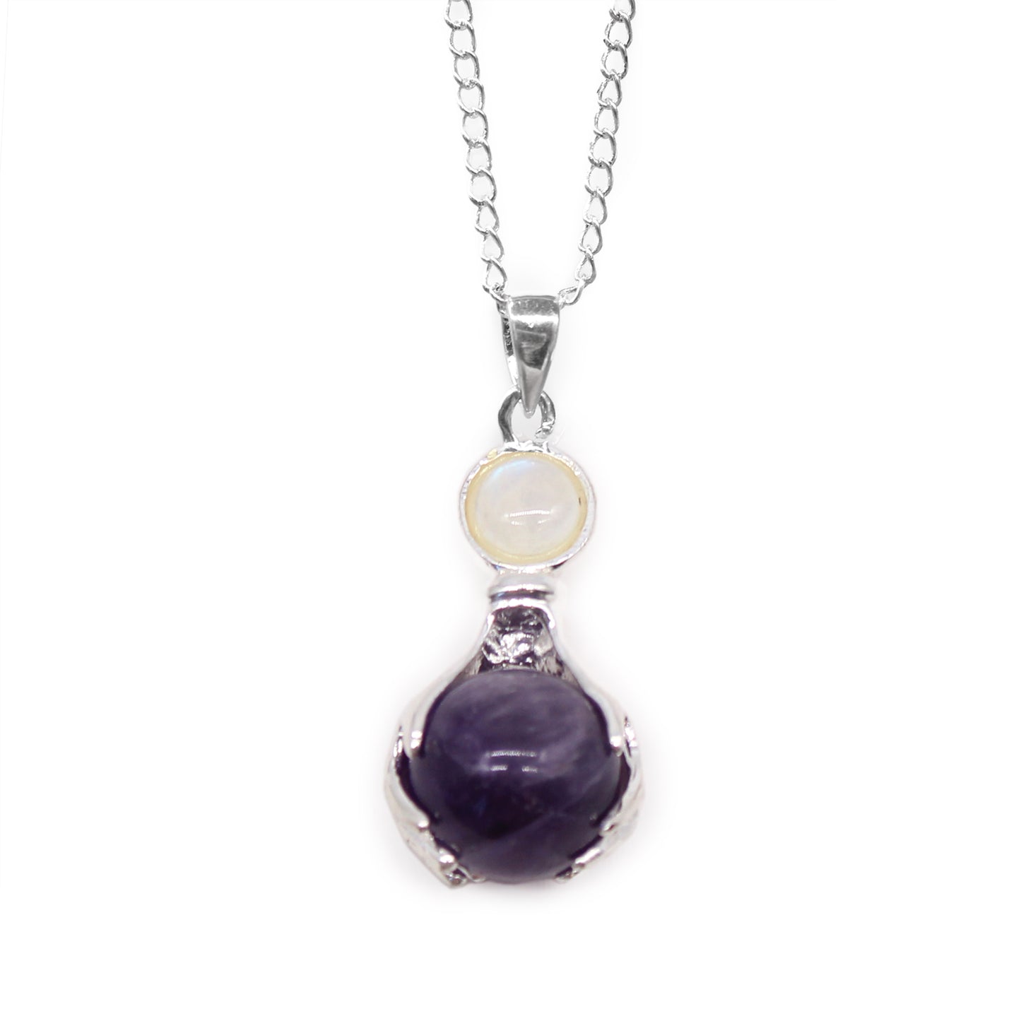 Pendentif « Mains de guérison » en pierre précieuse – Améthyste