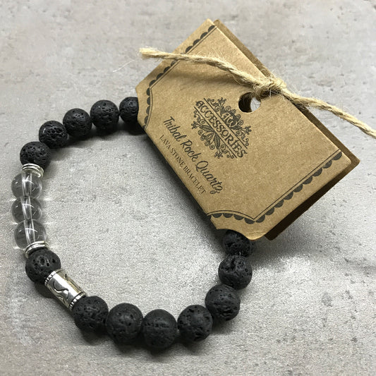 Bracelet en pierre de lave - Système solaire - Argent
