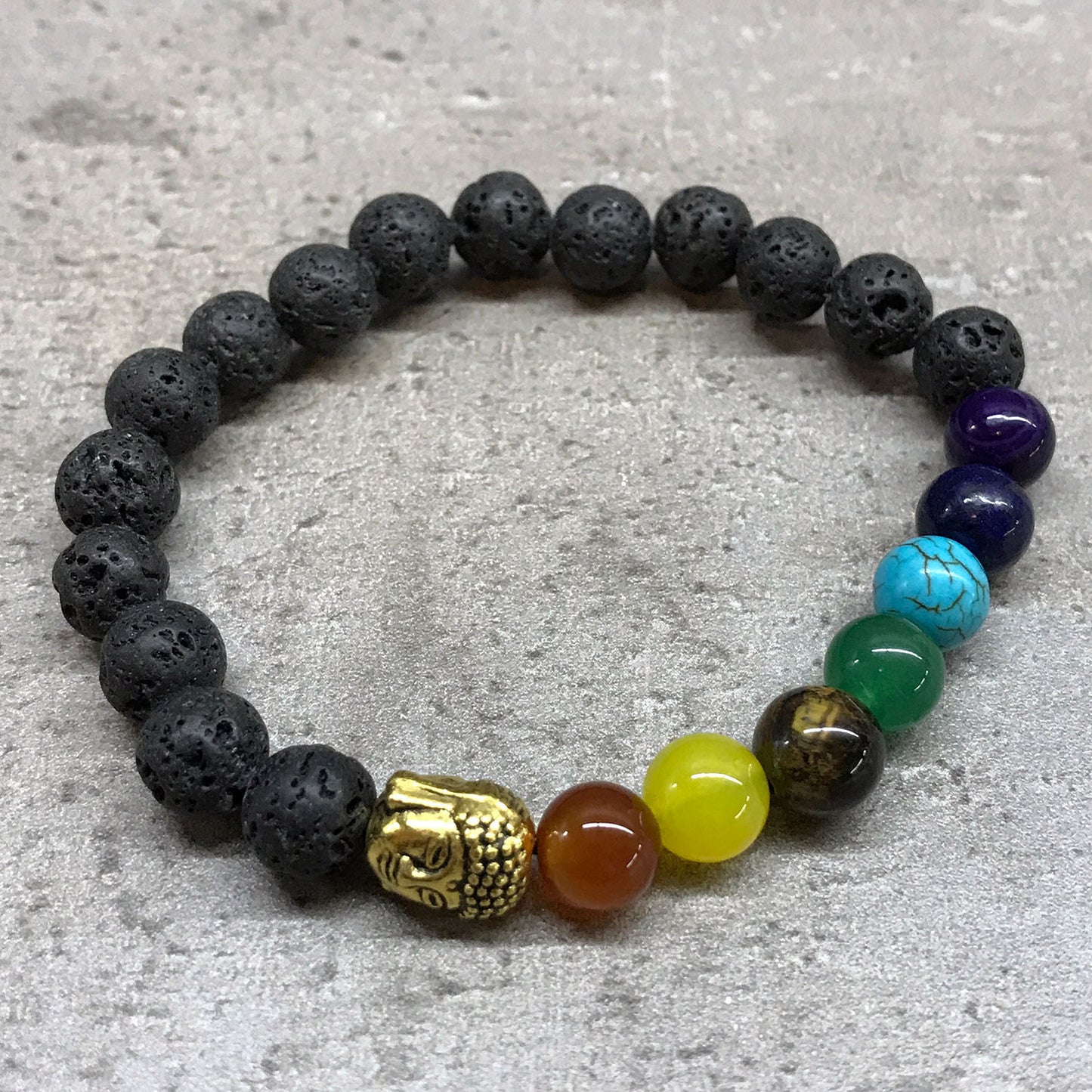 Bracelet en pierre de lave - Bouddha - Chakra