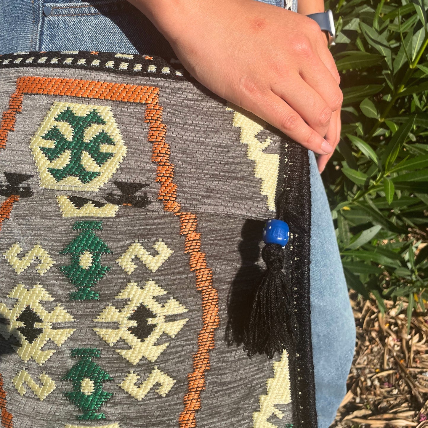 Sac bandoulière Kilim Festival gris pâle