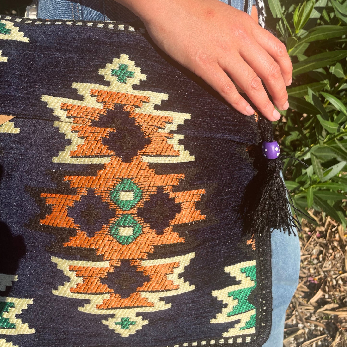 Sac à bandoulière Kilim Festival bleu marine foncé