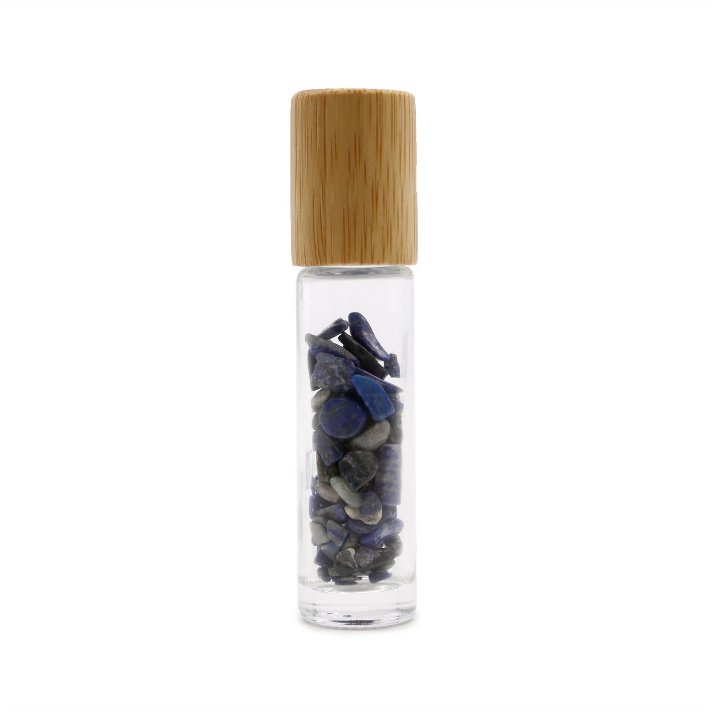 Flacon à bille pour huiles essentielles en pierres précieuses - Sodalite - Bouchon en bois