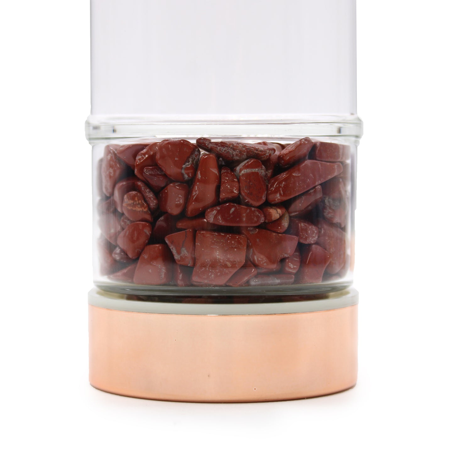 Bouteille à thé en verre - or rose - jaspe rouge