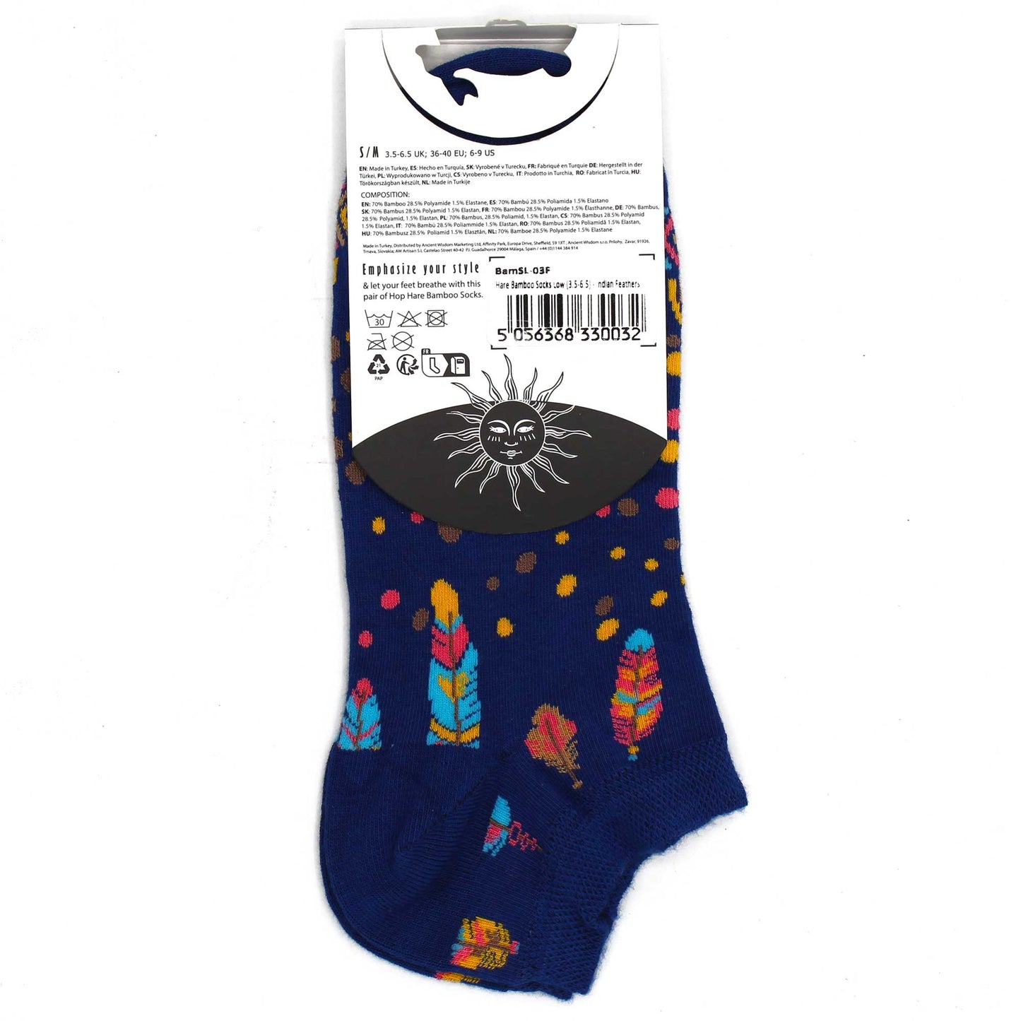 Chaussettes basses en bambou Hop Hare S/M (36-40) - Plumes indiennes