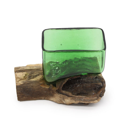 Bouteilles de bière recyclées - Bol carré en bois