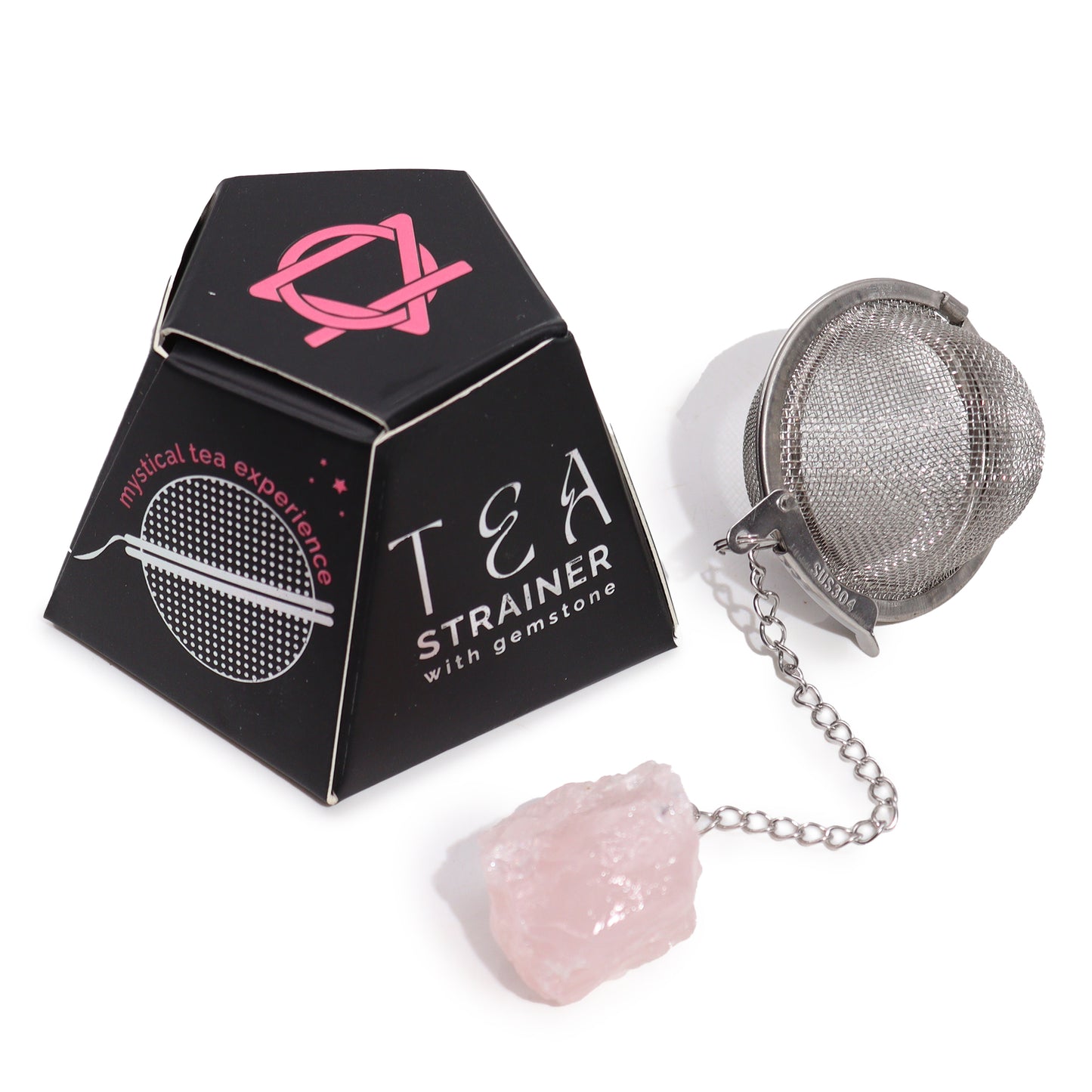 Passoire à thé en cristal brut – Quartz rose