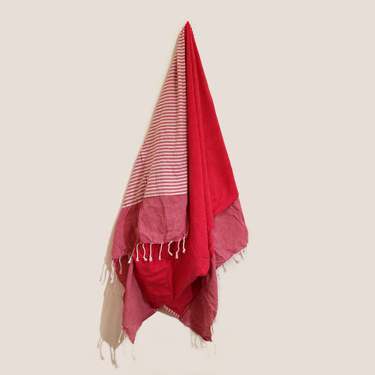 Serviette paréo en coton - 100x180 cm - Rose chaud