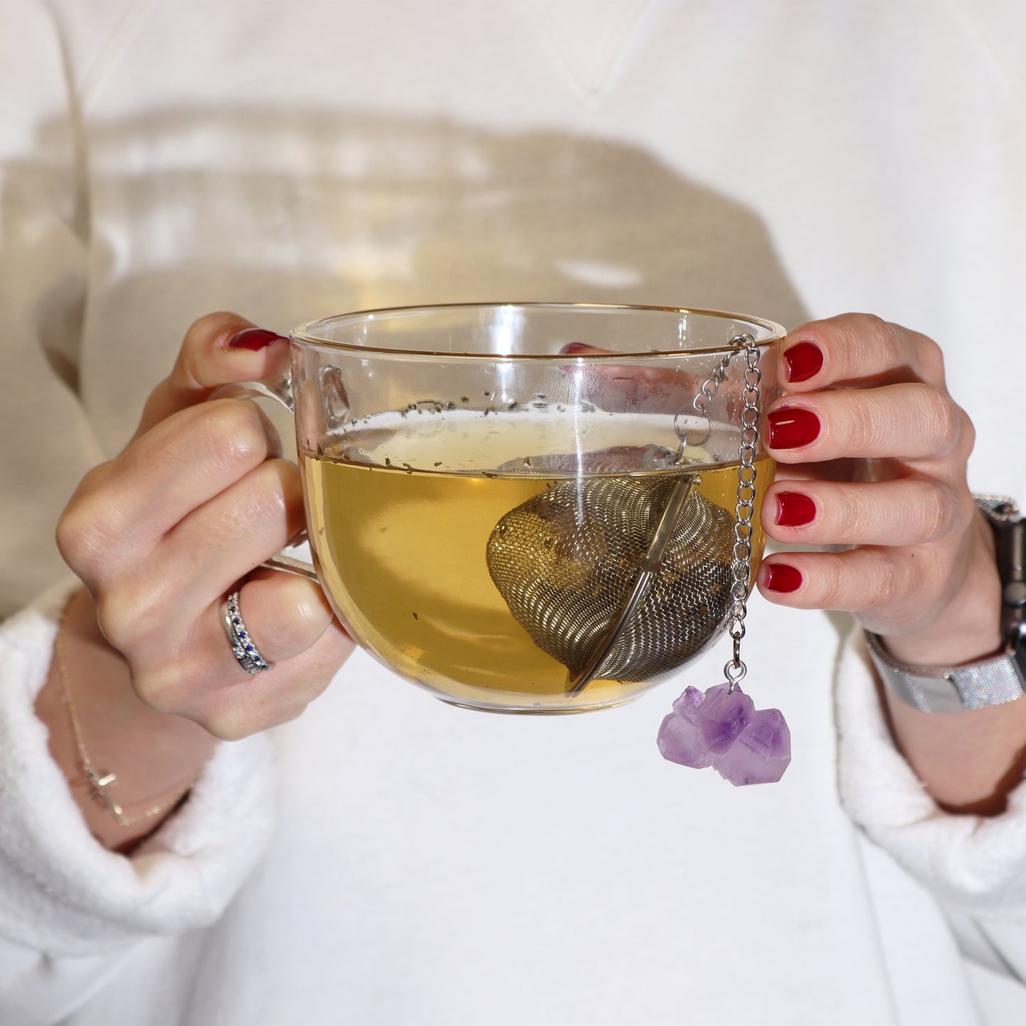 Passoire à thé en cristal brut – Amas d'améthyste