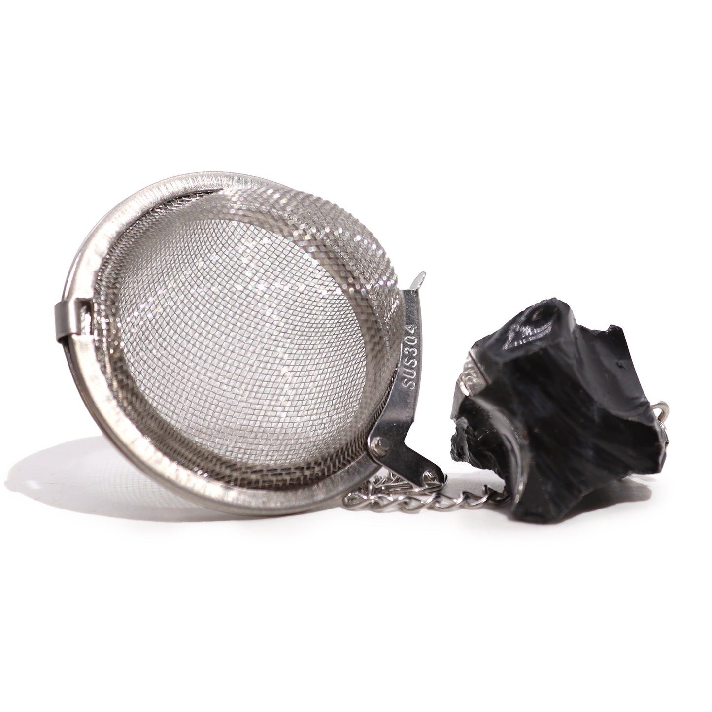 Passoire à thé en cristal brut – Obsidienne noire