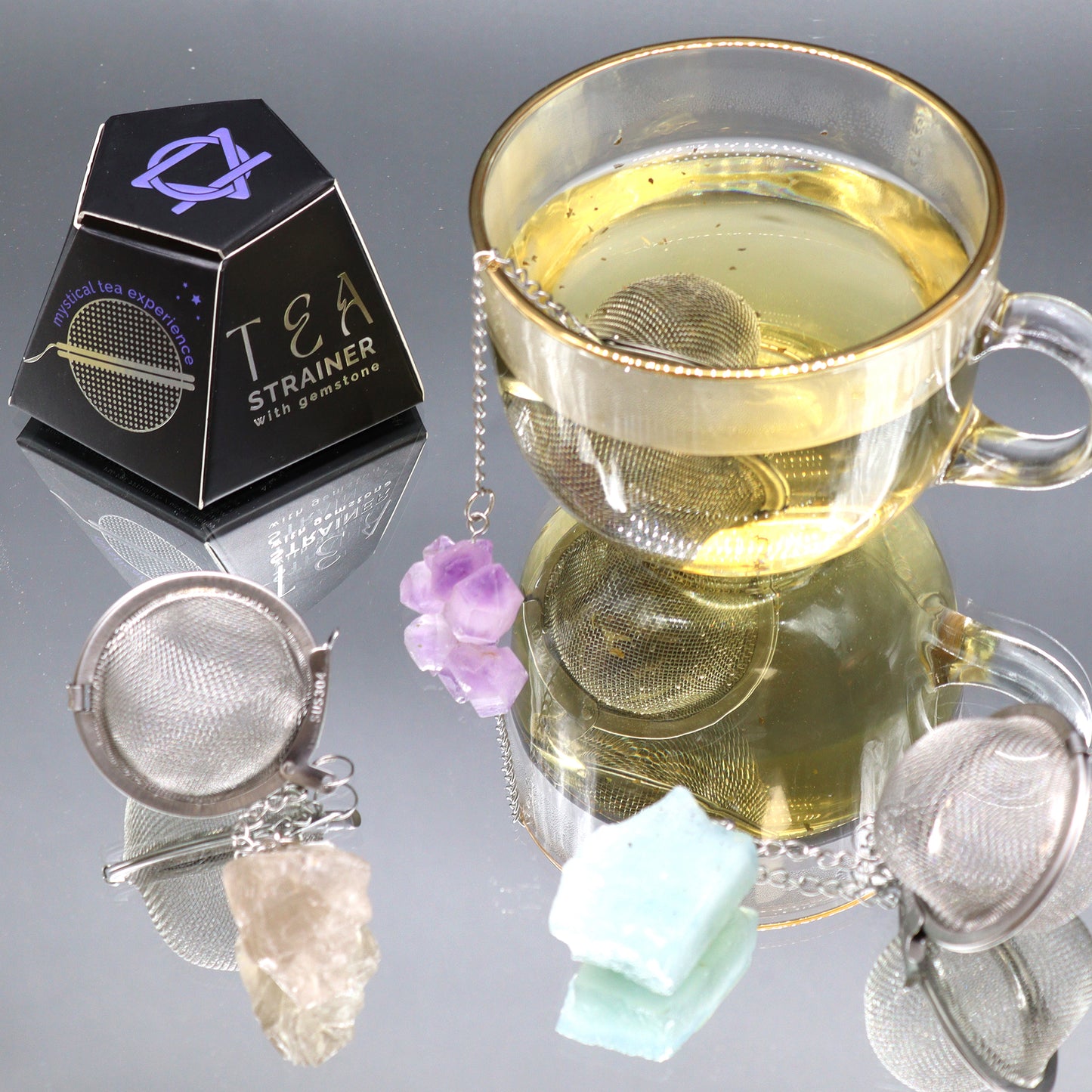 Passoire à thé en cristal brut – Aigue-marine