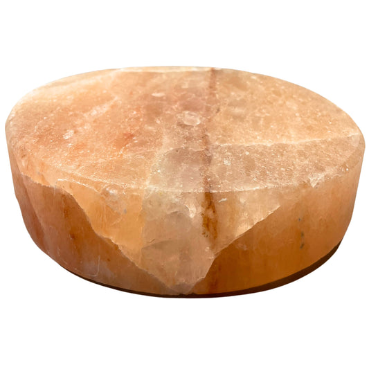 Assiette de cuisson ronde en sel de l'Himalaya - 20 x 20 x 5 cm
