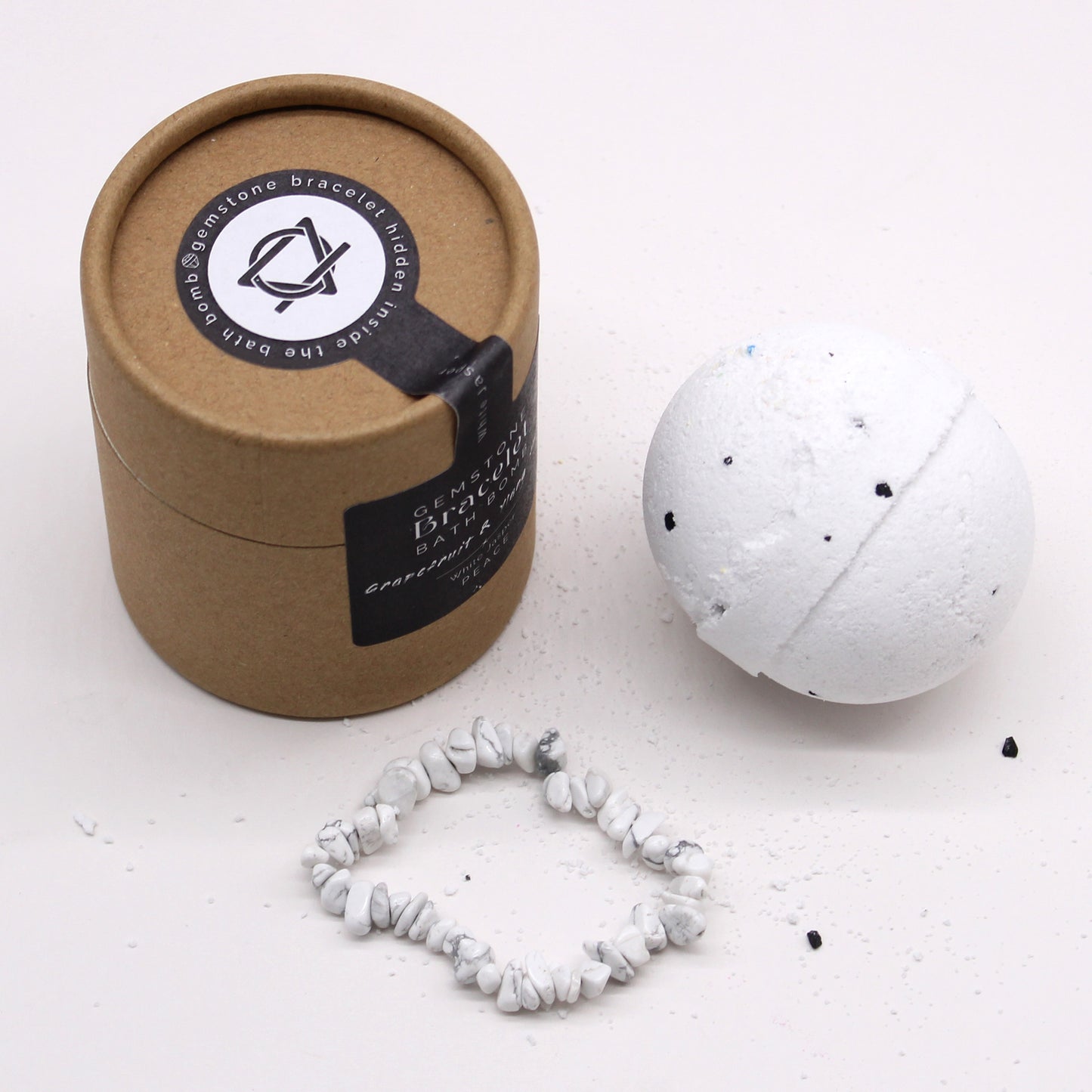 Bracelet bombe de bain avec pierres précieuses en jaspe blanc