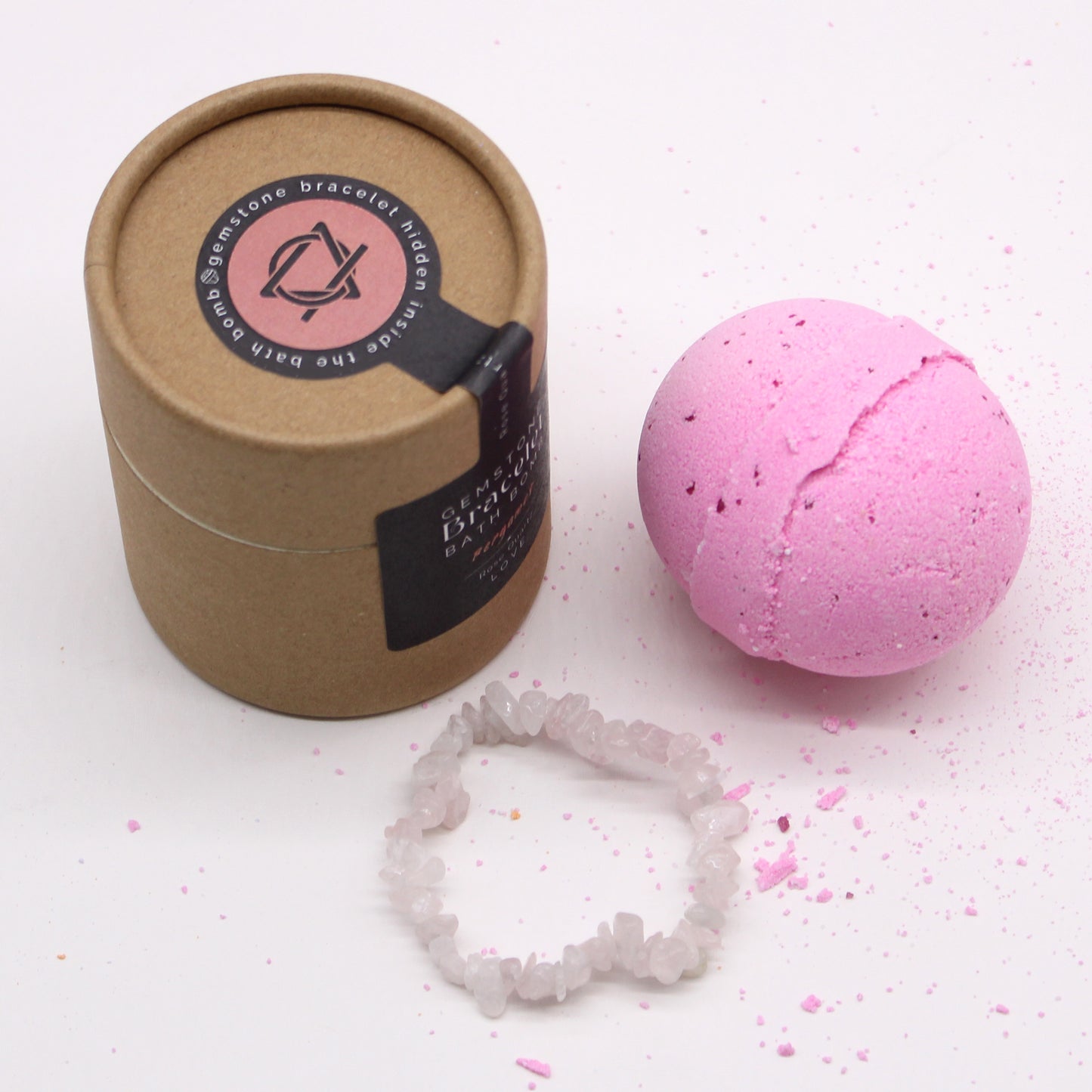 Bracelet de bombe de bain avec pierres précieuses en quartz rose