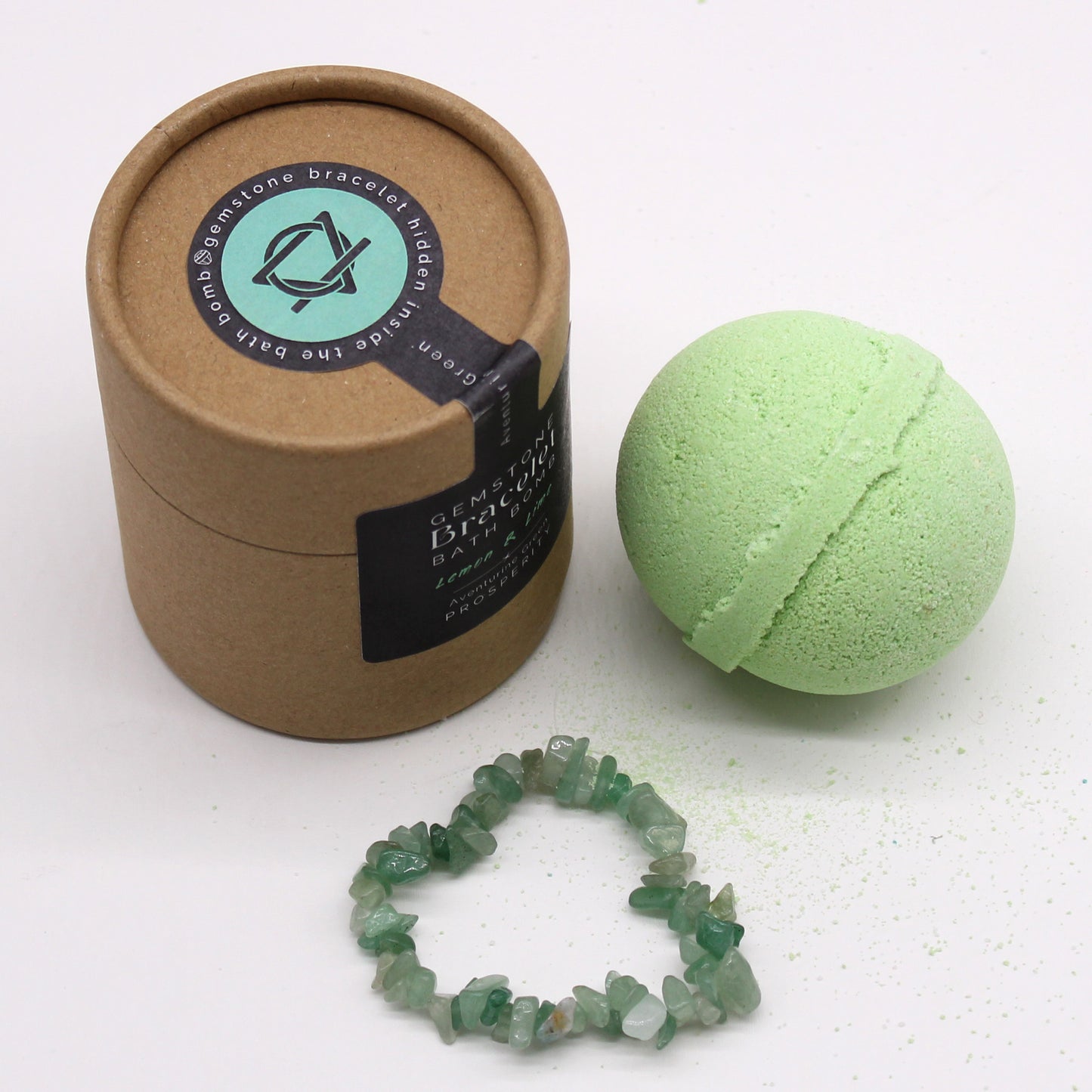 Bracelet bombe de bain avec pierres précieuses en aventurine verte
