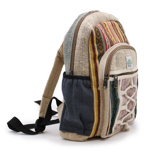 Petit sac à dos en chanvre - Style corde avec poches