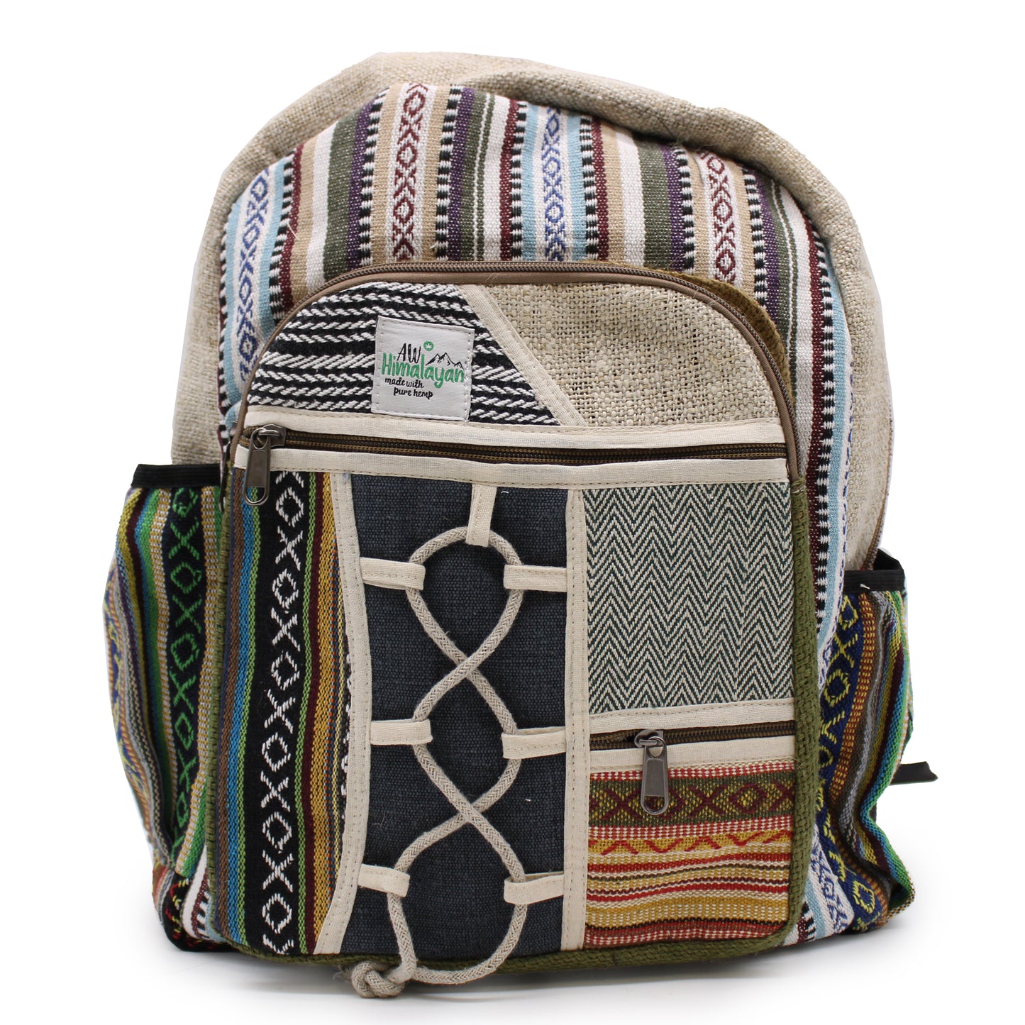 Grand sac à dos en chanvre - Style corde avec poches