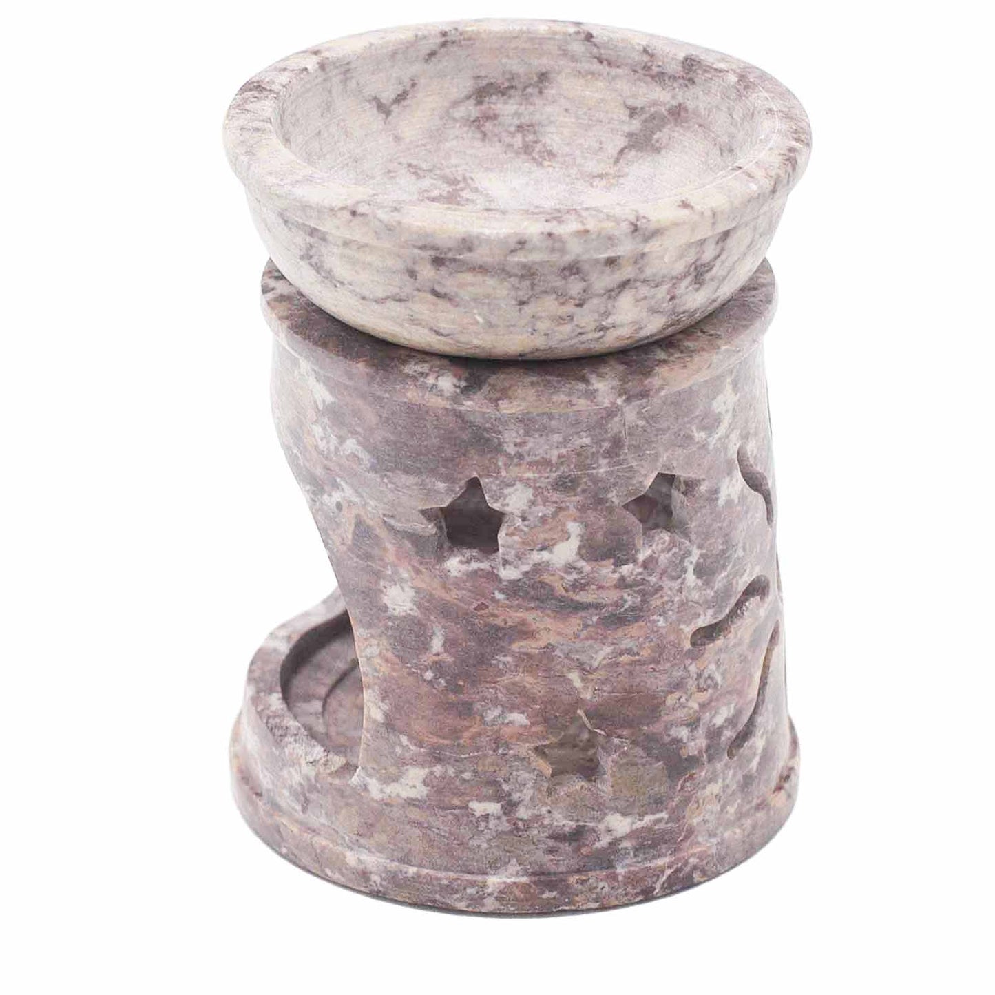 Petit brûle-parfum en stéatite 8 cm - Soleil et étoiles