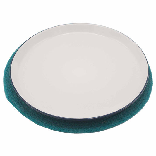 Set de table naturel - Jute et coton 30 cm - Bordure bleu sarcelle