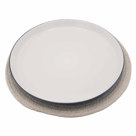 Set de table naturel - Jute et coton 30 cm - Bordure ivoire