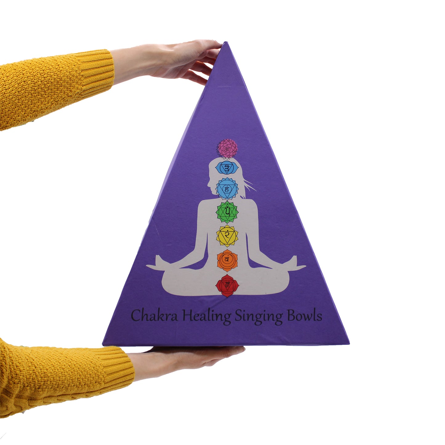 Coffret cadeau de bols chantants tibétains avec pyramide des chakras