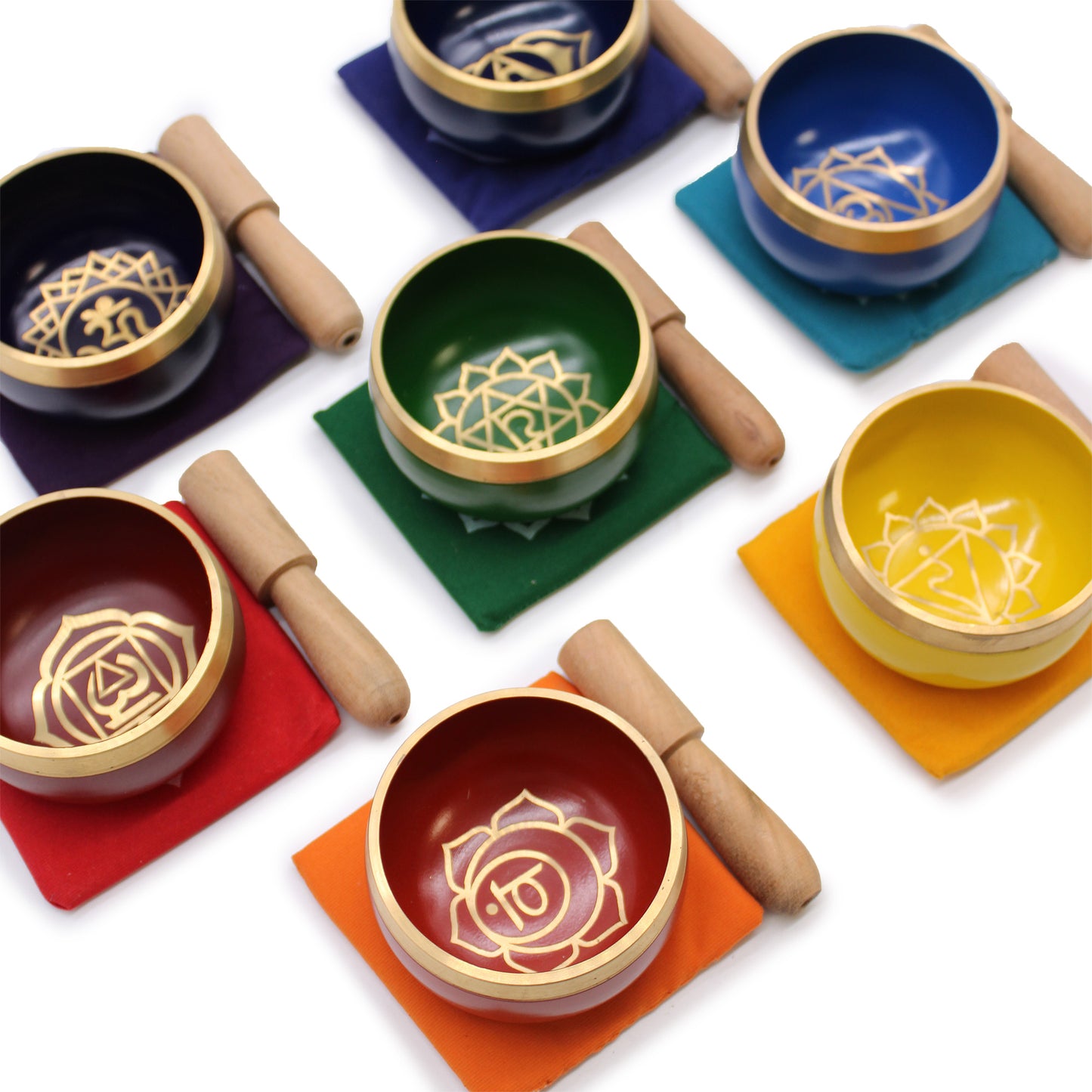 Coffret cadeau de bols chantants tibétains avec pyramide des chakras