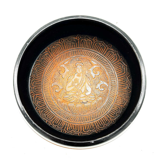 Bol chantant tibétain - Argile Om Bouddha - 16 cm