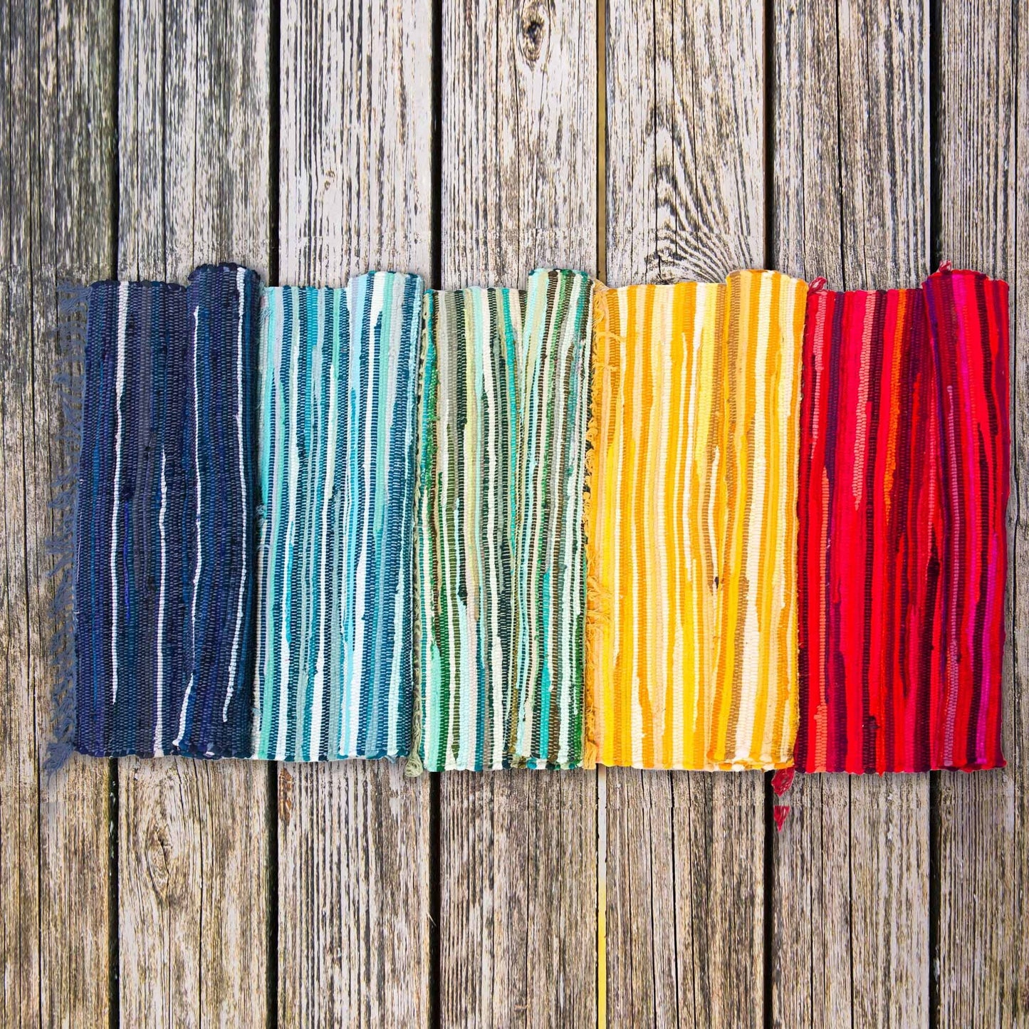 Petit tapis en chiffon - 50x90cm - qualité premium - verts naturels