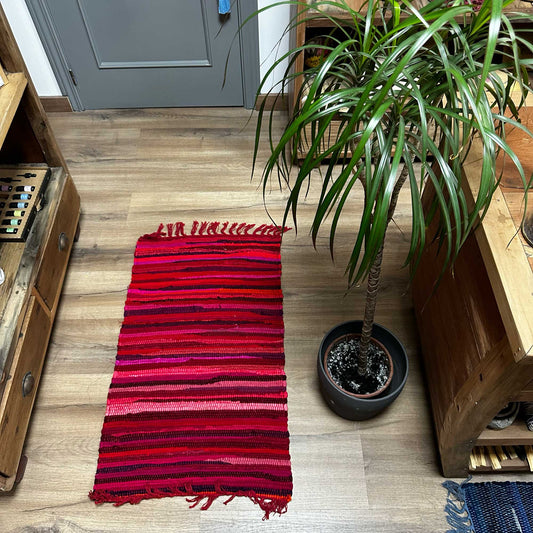 Petit tapis en chiffon - 50 x 90 cm - Qualité supérieure - Rose vif