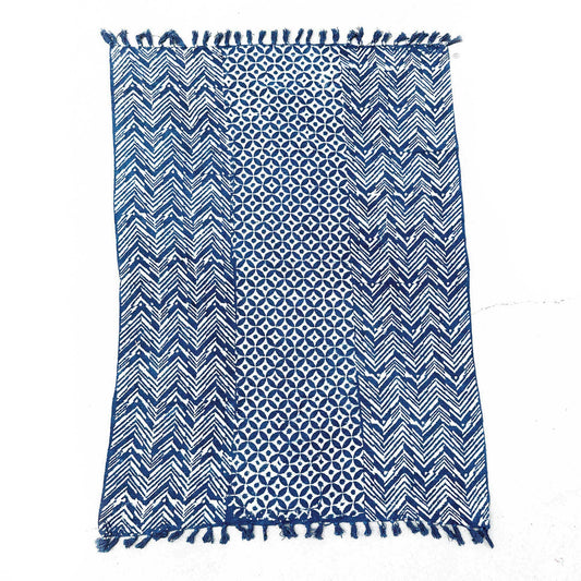 Couverture indigo faite main - 170 x 120 cm - Namoona Waves