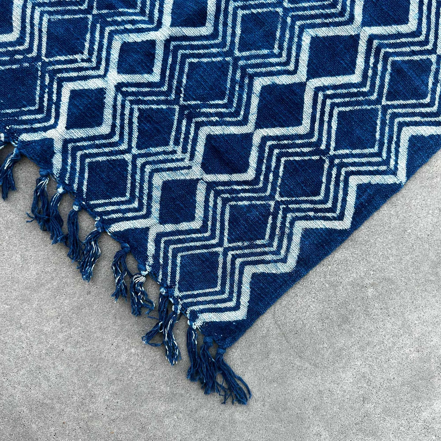 Tapis de couloir indigo fait main - 170 x 60 cm - Motif Heerak