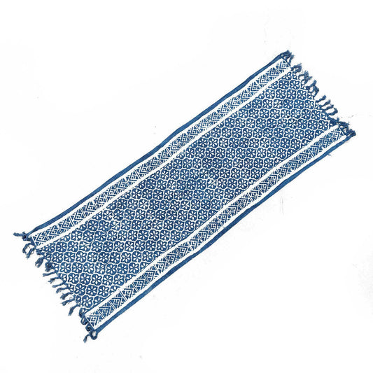 Chemin de table indigo fait main - 170 x 60 cm - Madjid Tiles