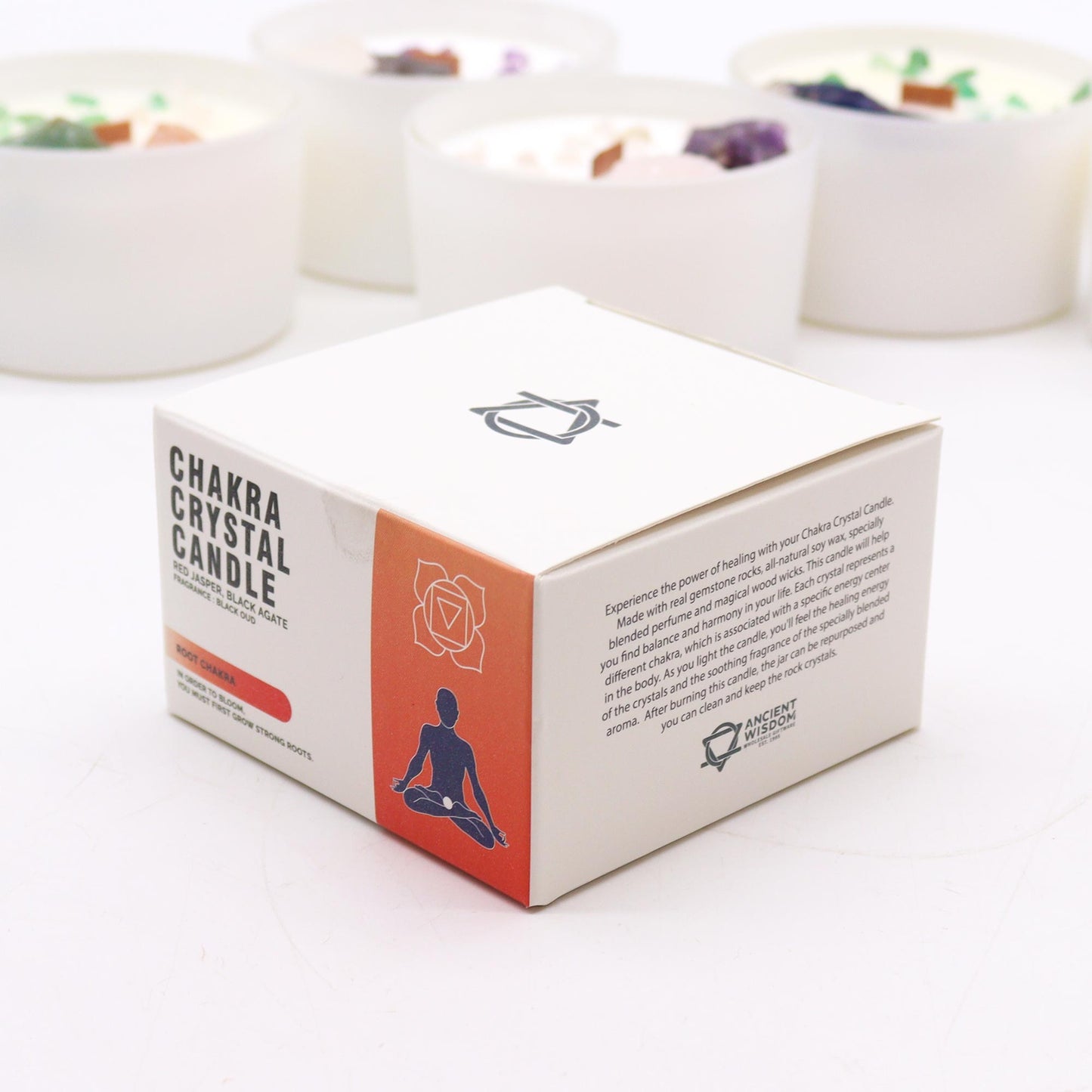 Bougies en cristal pour chakras - Chakra racine