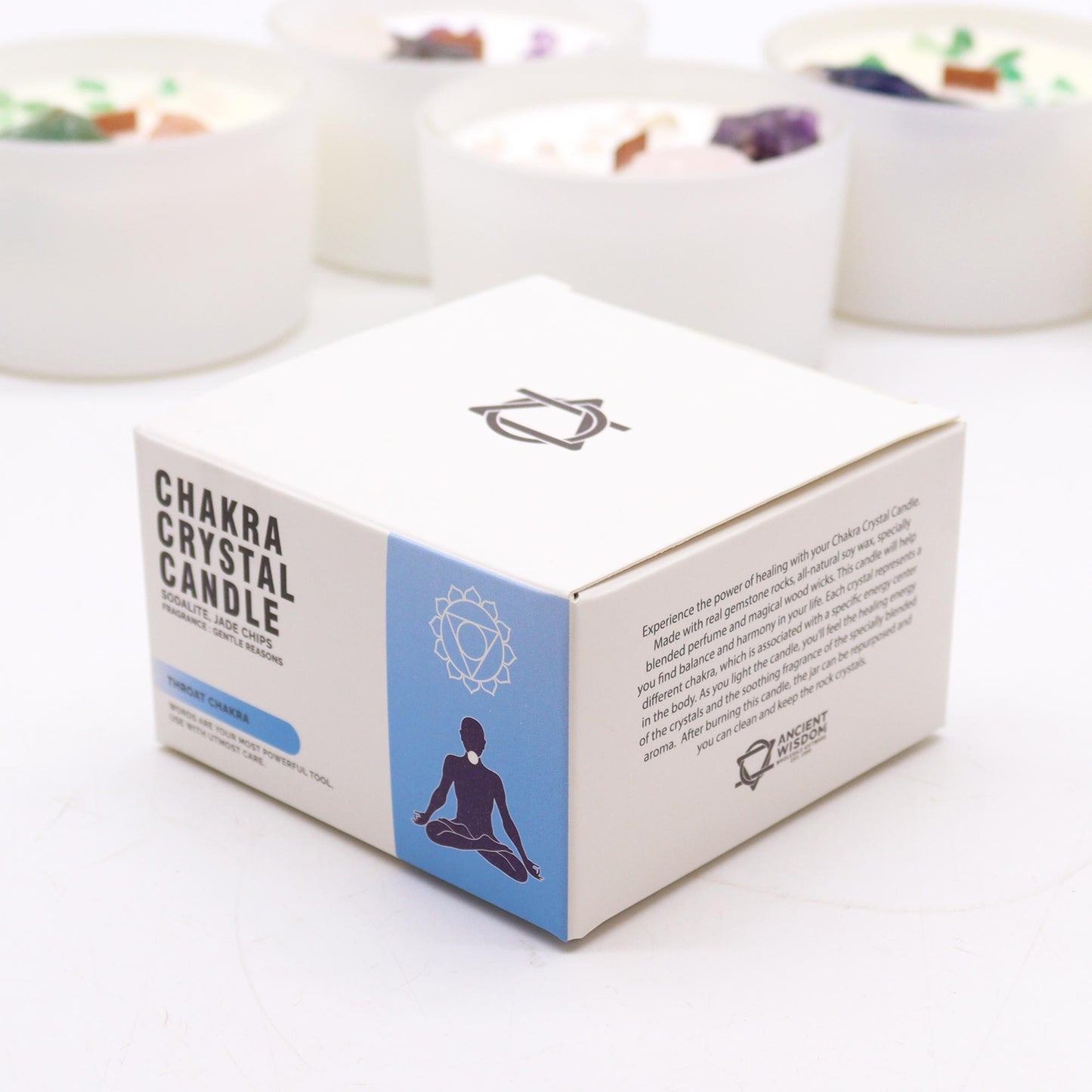 Bougies en cristal pour chakras - Chakra de la gorge