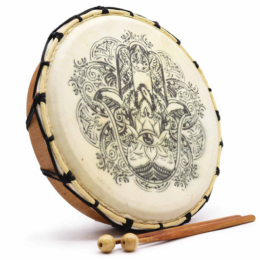 Tambour chamanique Hamsa avec maillet - 30 cm