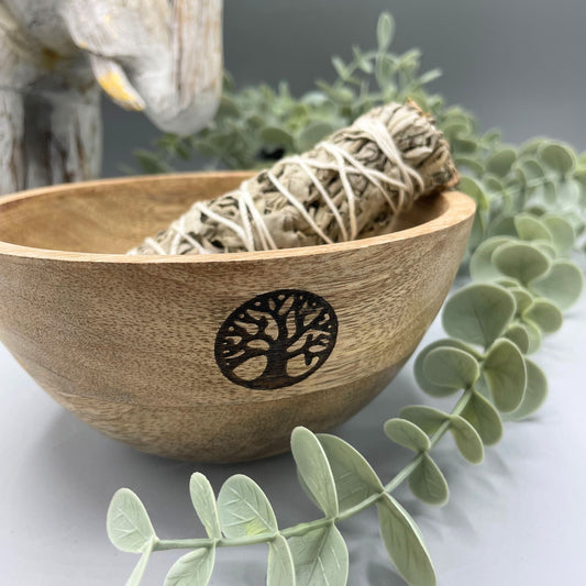 Bol en bois pour offrandes et rituels - Arbre de vie - 13x7cm