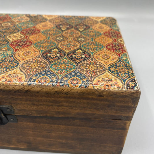 Grande boîte en céramique émaillée - 20 x 15 x 7,5 cm - Motif traditionnel