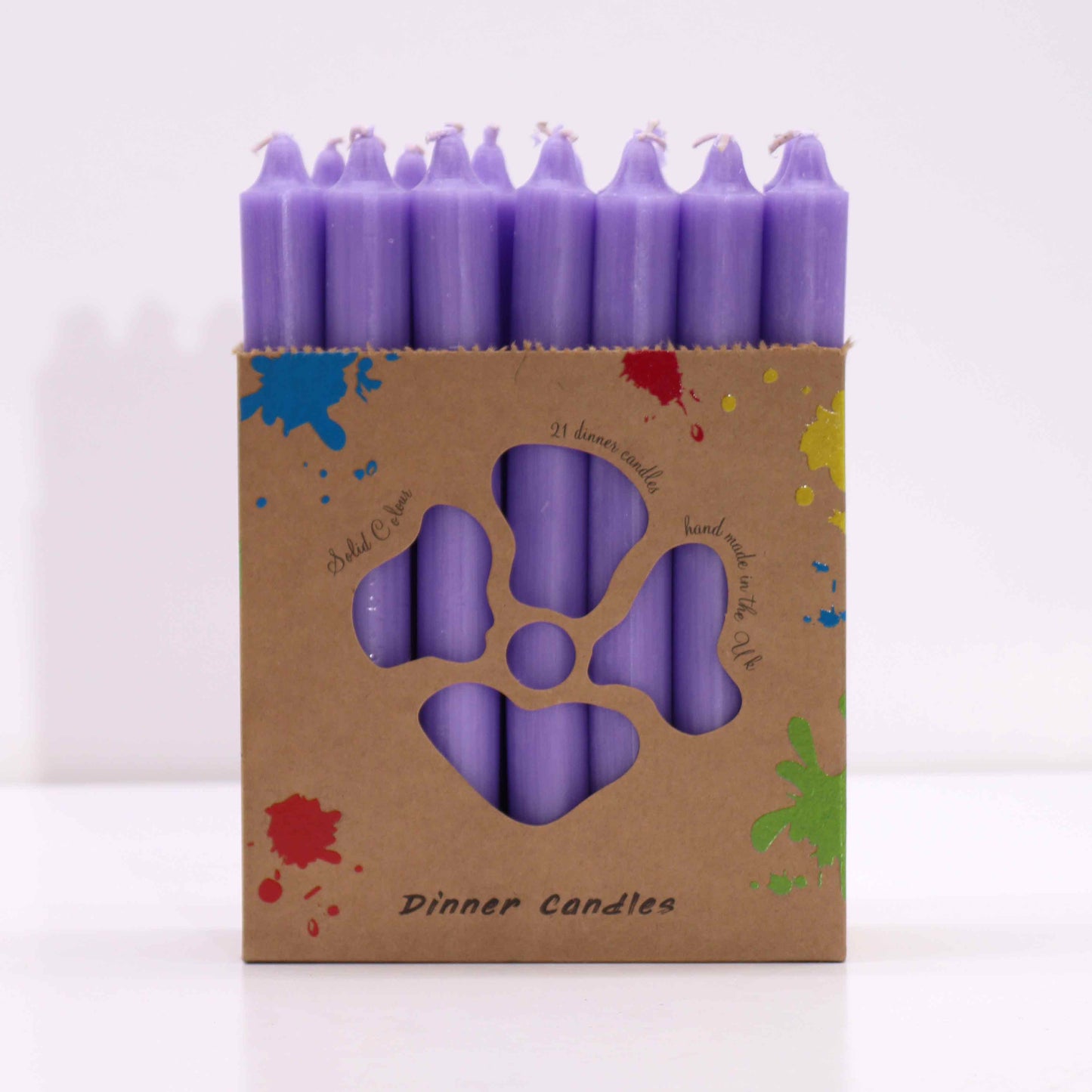 Ensemble de 21 bougies de table de couleur unie - Lilas rustique