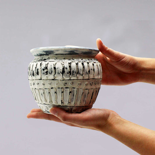 Jardinière en argile grecque - Crème 12 cm