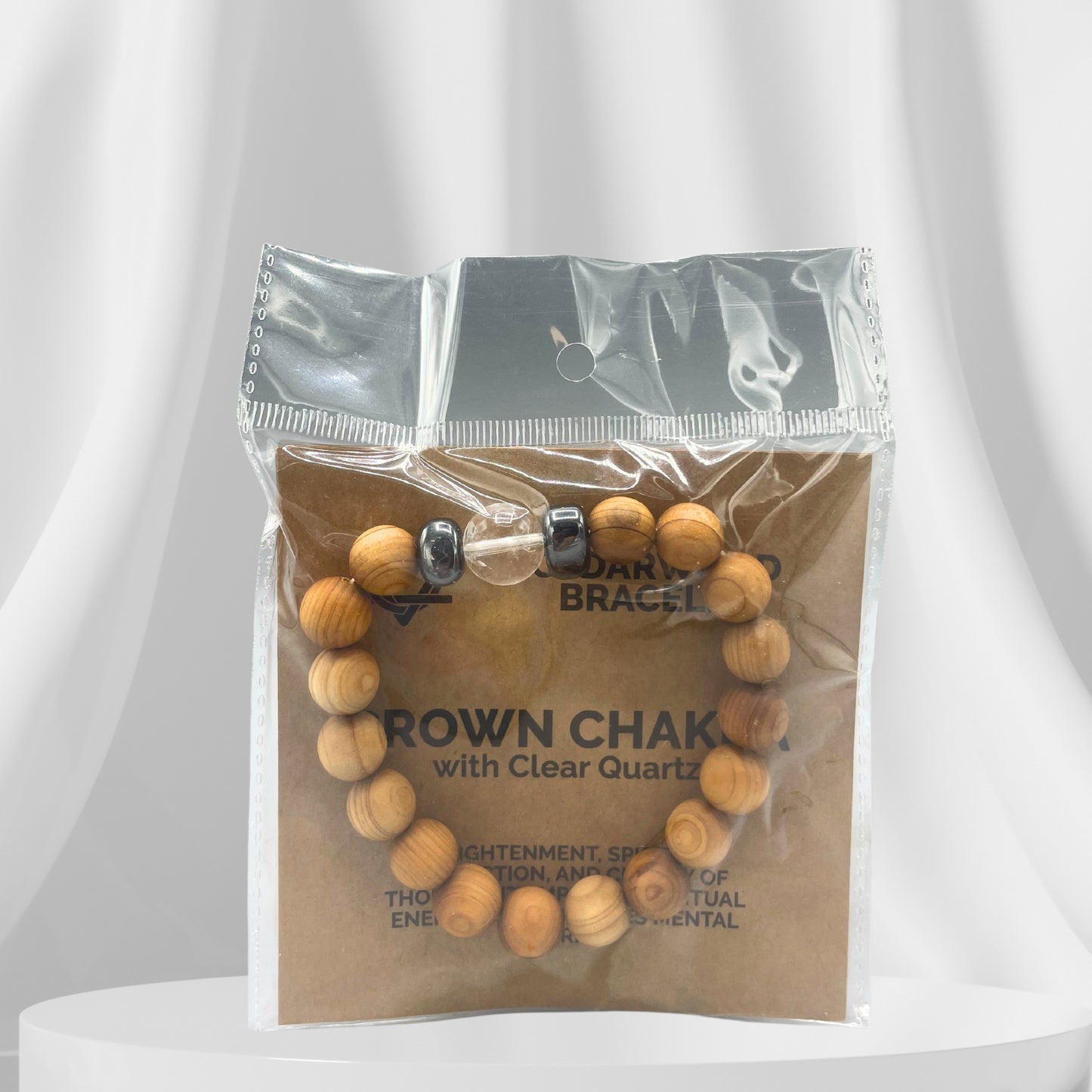 Bracelet en cèdre - Chakra de la couronne - Quartz clair