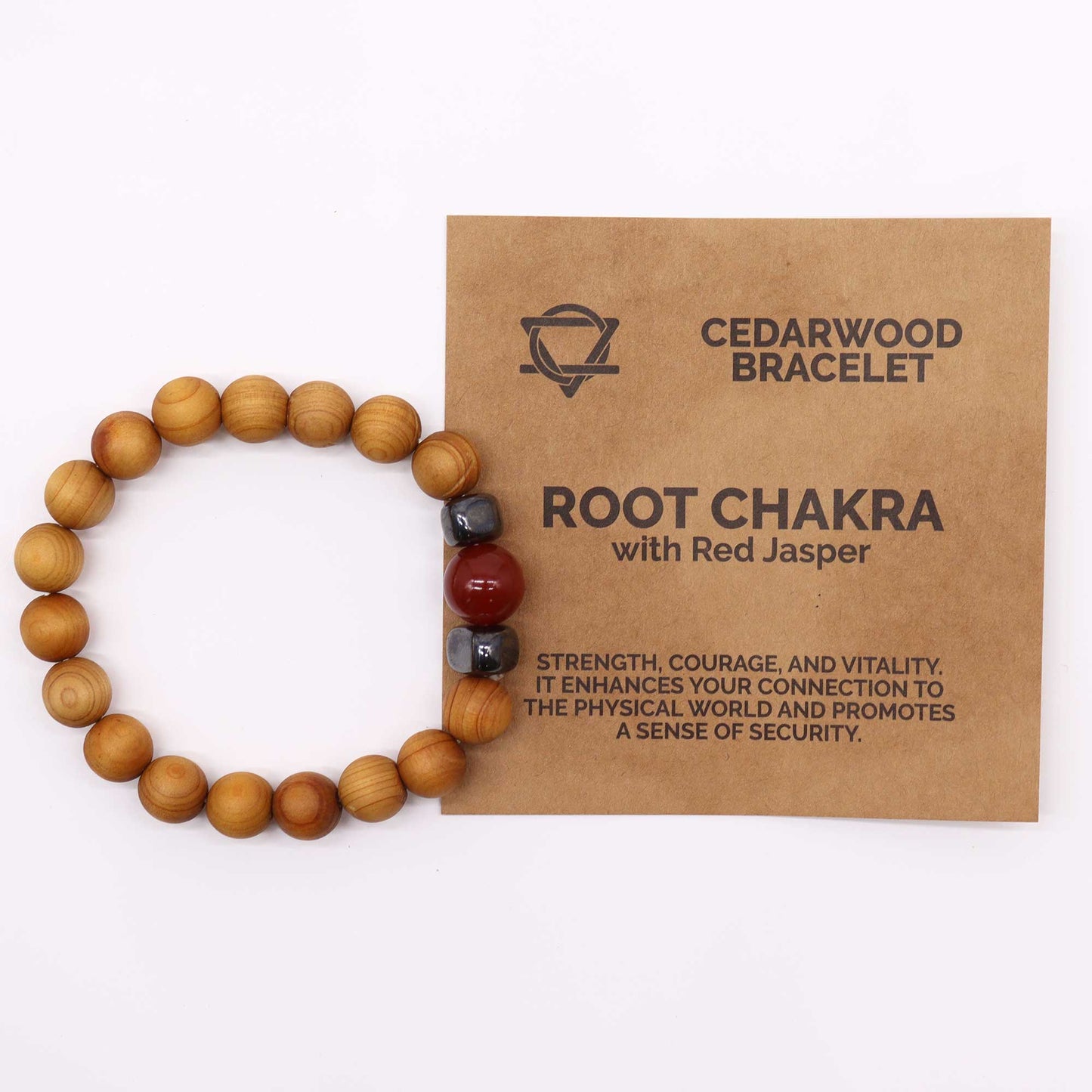 Bracelet en cèdre - Chakra racine - Jaspe rouge