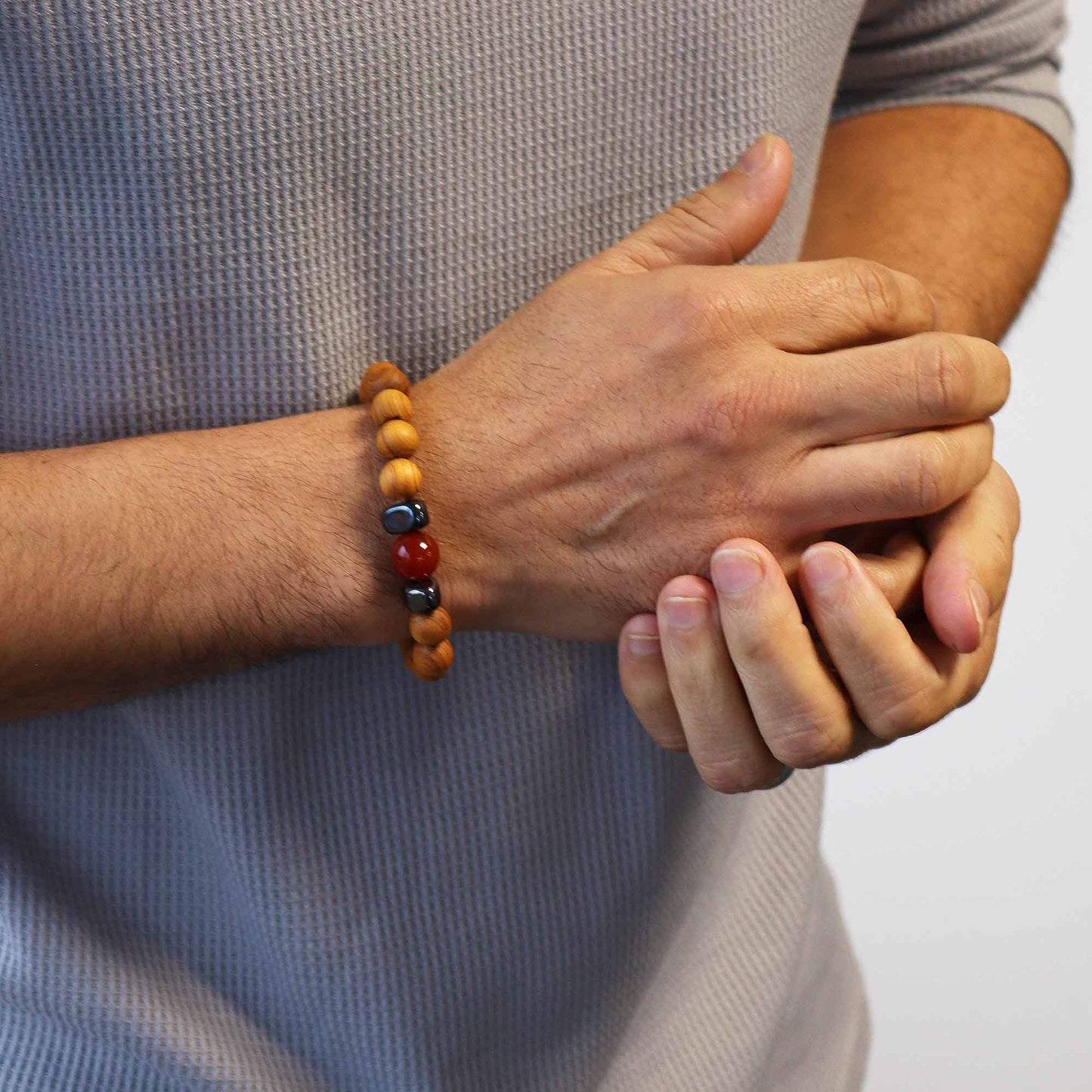Bracelet en cèdre - Chakra racine - Jaspe rouge